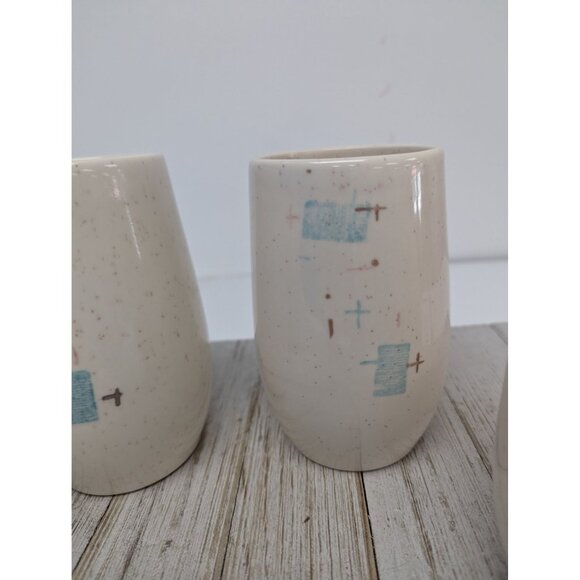 Vintage Set of 4 Vernonware Metlox Heavenly Days 5" Tumblers Cups Glasses MCM - Picture 3 of 12